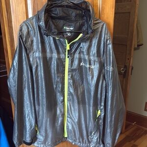 Black Raincoat with Neon Accents